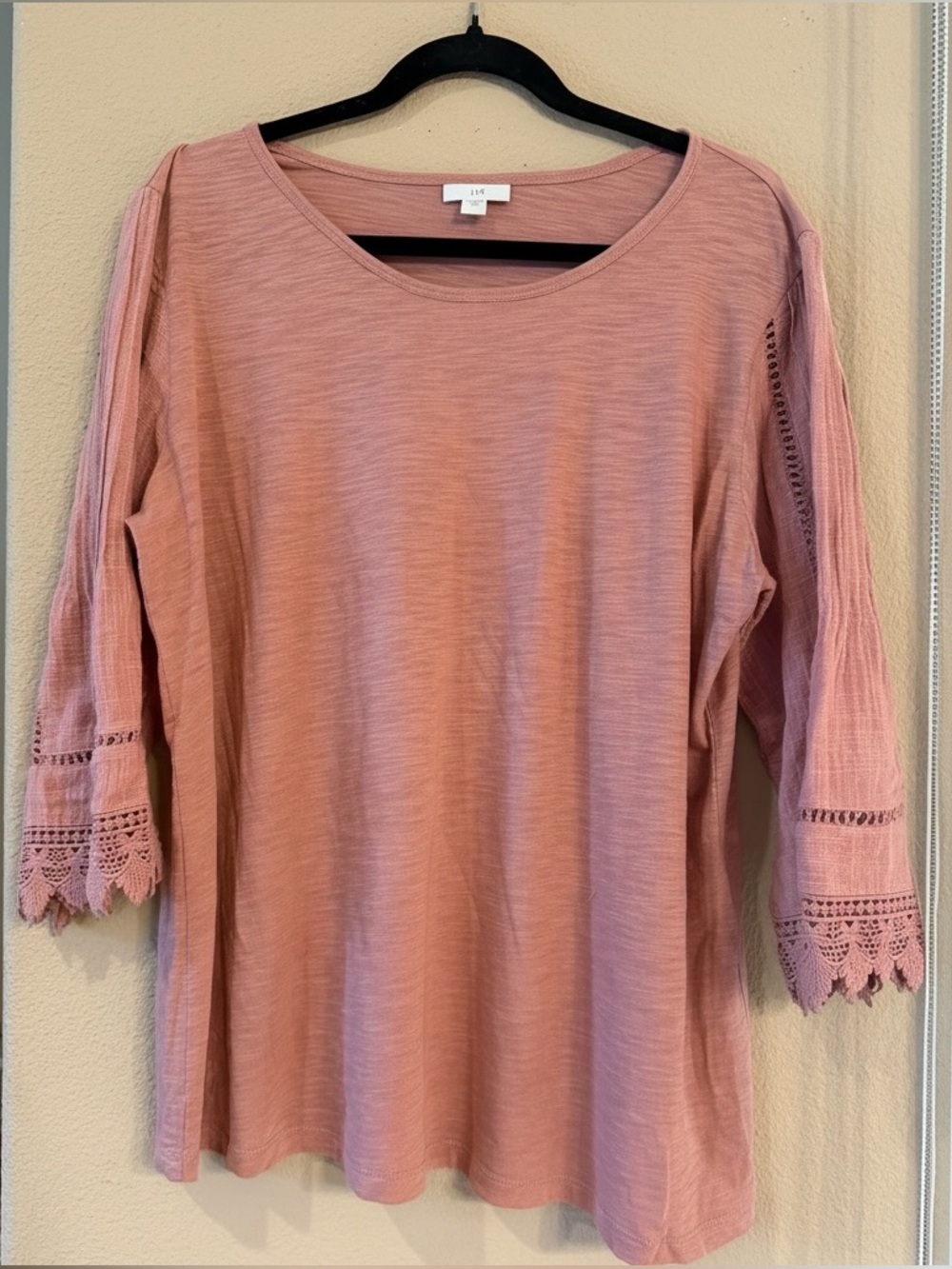 J. Jill Women's Dusty Rose Crochet-Sleeve Knit Top